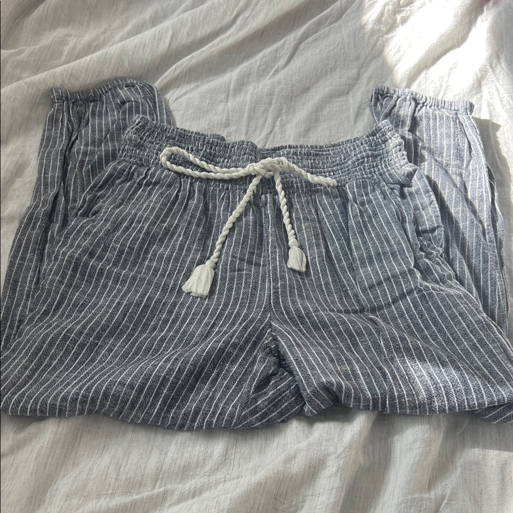 aerie Blue & White Striped Drawstring Track Pants